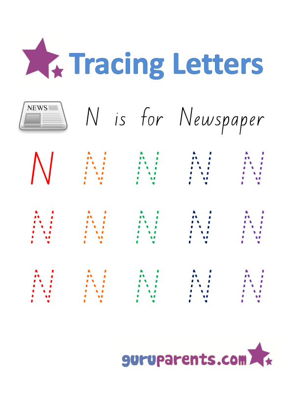 Alphabet Worksheet - Handwriting Uppercase Letter N