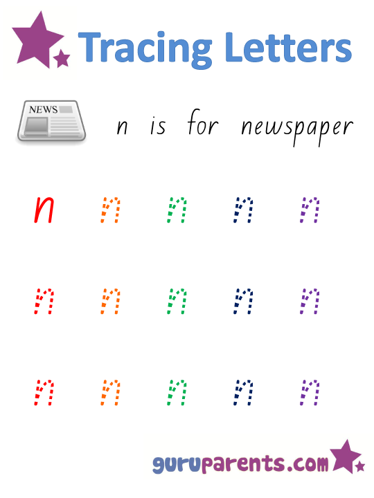 Alphabet Worksheet - Handwriting Lowercase Letter N