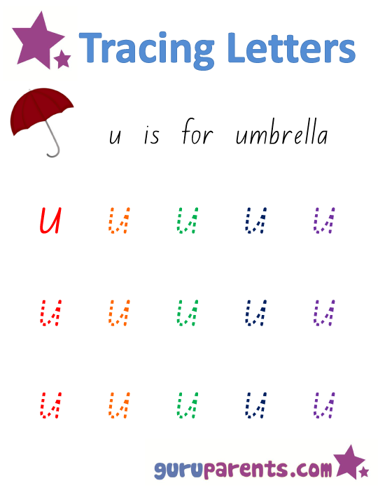 Alphabet Worksheet - Handwriting Lower-Case Letter u