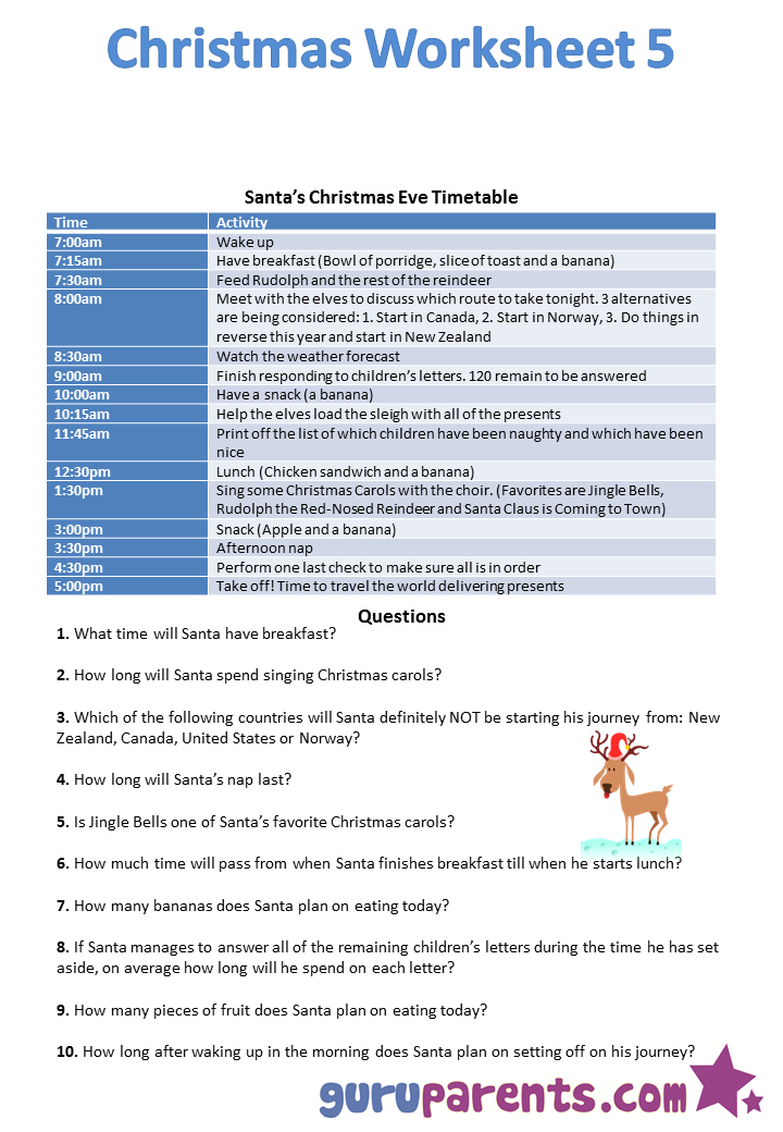 Christmas worksheet 5