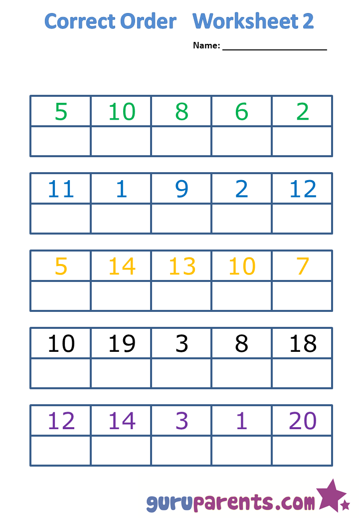 Correct order worksheet 2