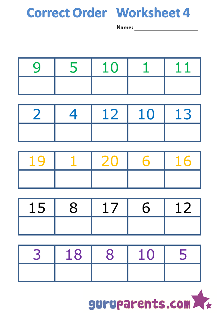 Correct order worksheet 4