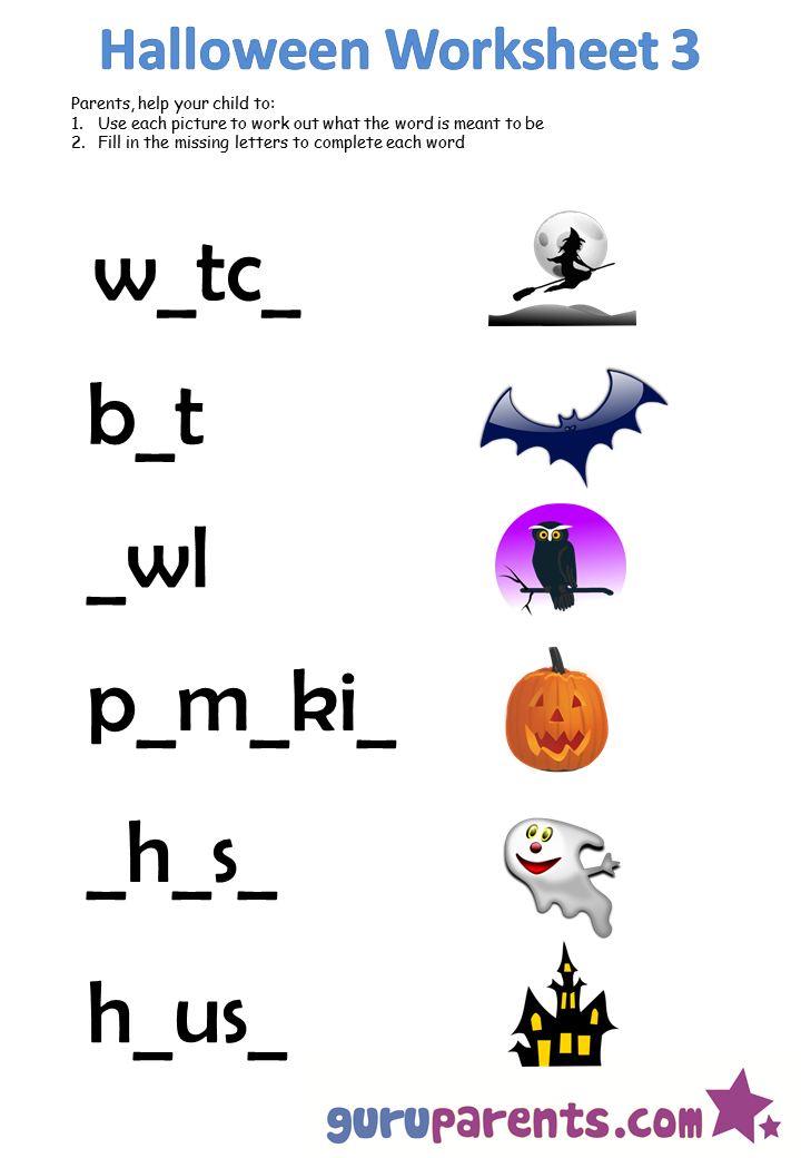 Halloween worksheet 3