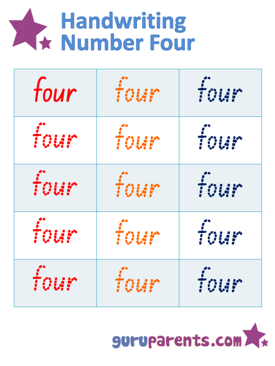 Tracing Number Four Worksheet