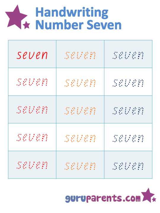 Tracing Number Seven Worksheet