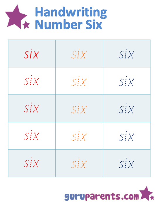 Tracing Number Six Worksheet