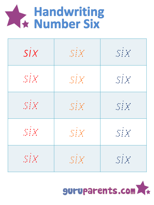 Handwriting Number Six Worksheet