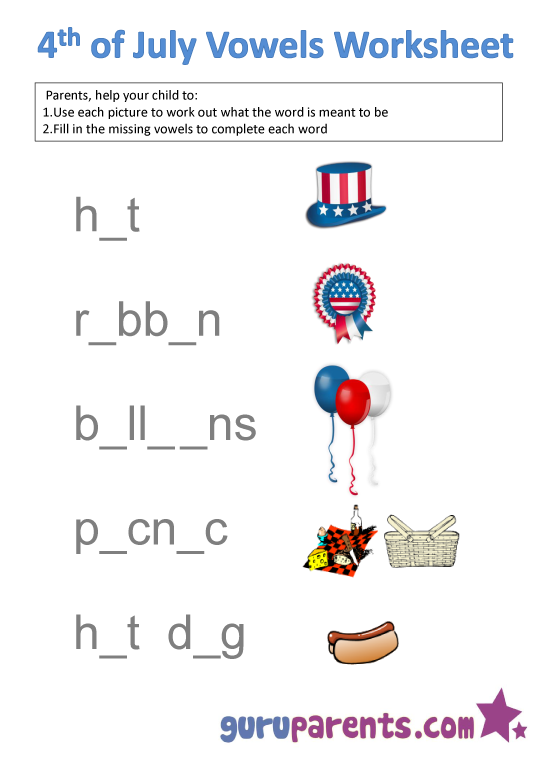 4th of July Worksheets | guruparents