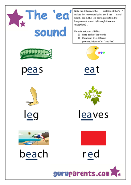 Preschool Letter Worksheet - ea sound