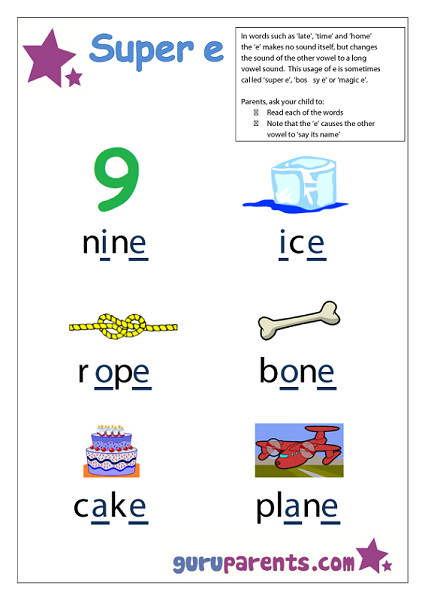 Preschool Letter Worksheet - Super e sound