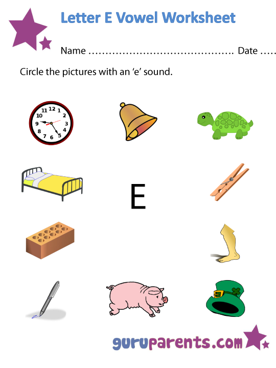 Letter E Vowel Worksheet