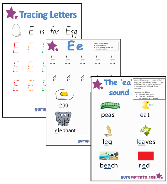Letter E Worksheets