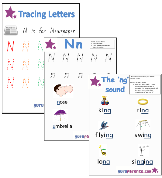 Letter N Worksheets