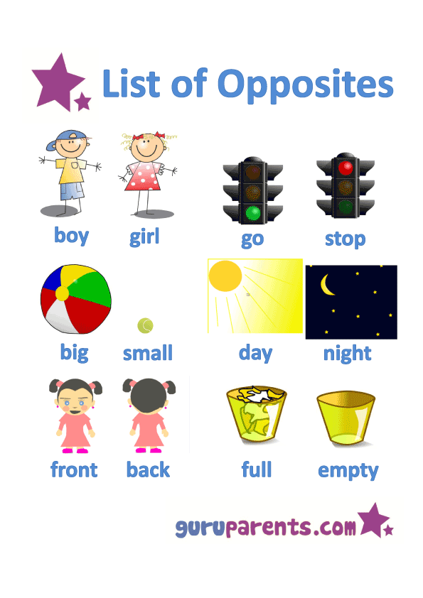 list of opposites worksheet 2