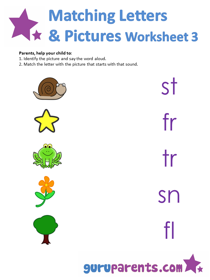Matching letters and pictures Worksheet 3 
