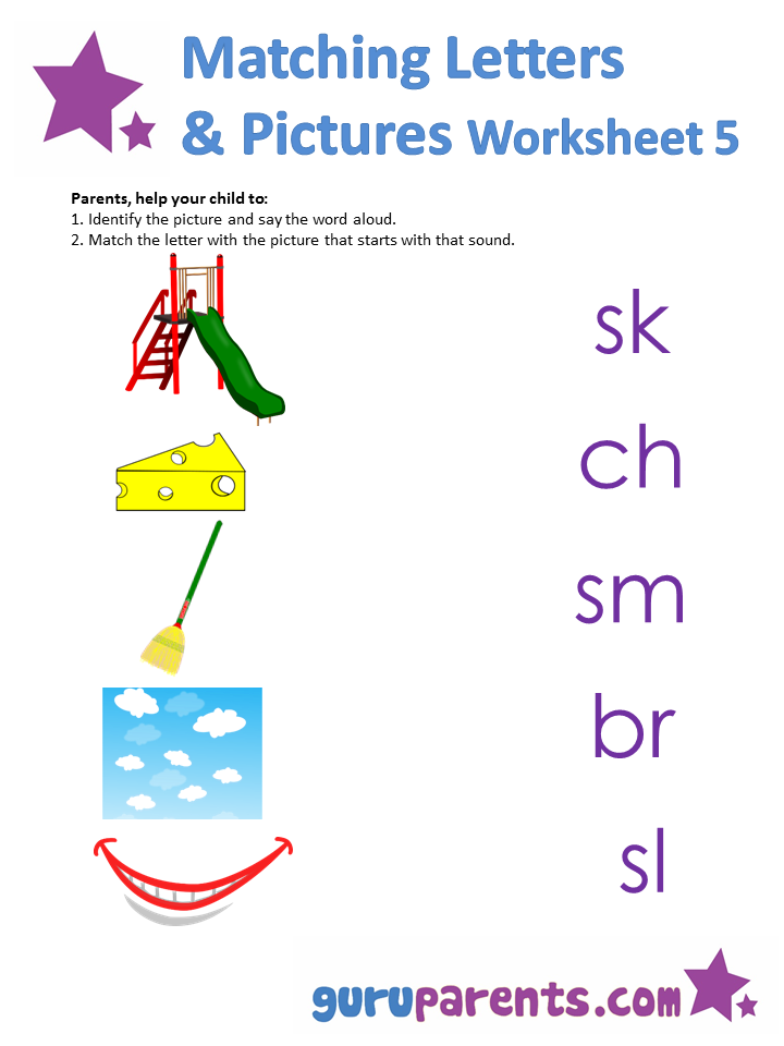 Matching letters and pictures Worksheet 1 