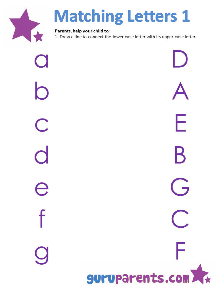 Matching upper and lower case letters worksheets