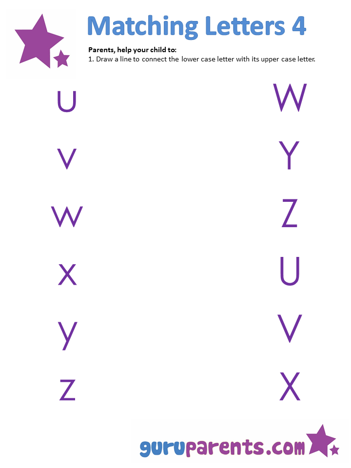 Matching upper and lower case letters worksheets