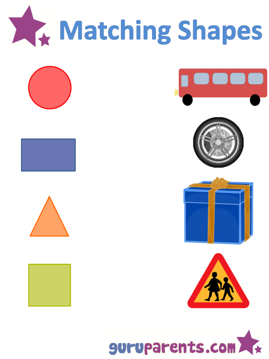 Matching shapes to pictures worksheet 1