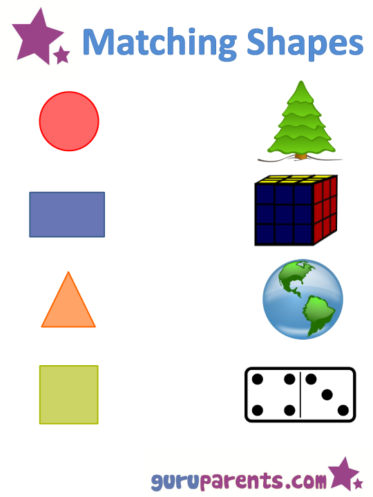Matching shapes to pictures worksheet 2