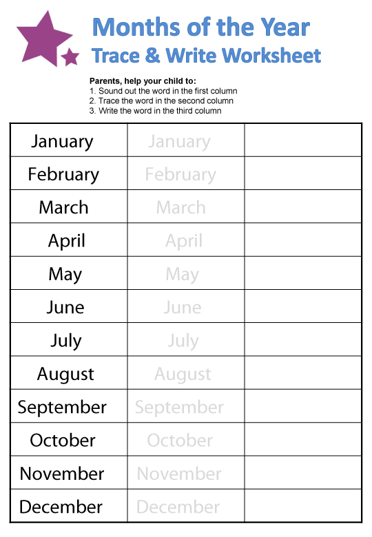 Months of the Year Worksheets | guruparents