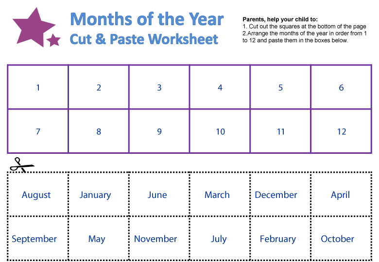 months of the year worksheet 2