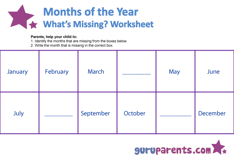 Months of the Year Worksheet 4