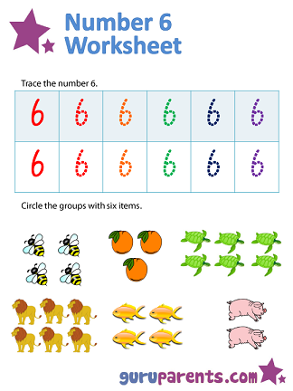 Number 6 worksheets | guruparents