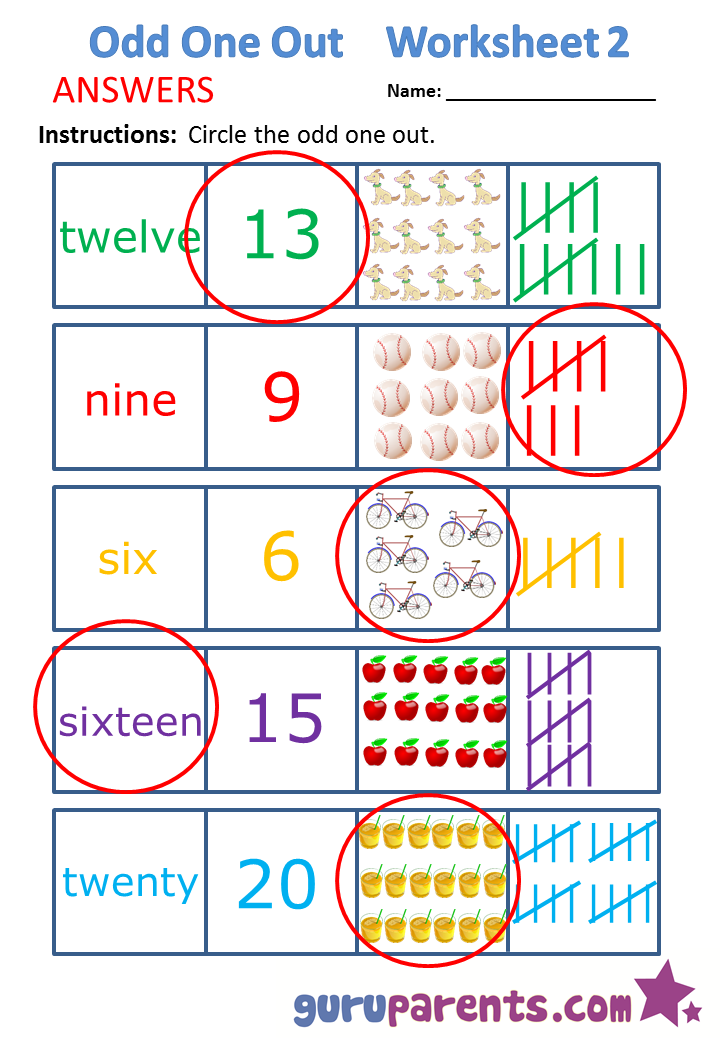 odd one out worksheet 2 answers