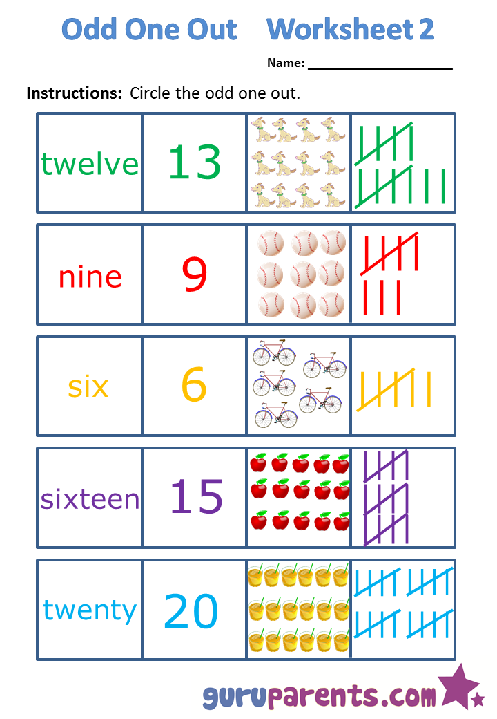 odd one out worksheet 2