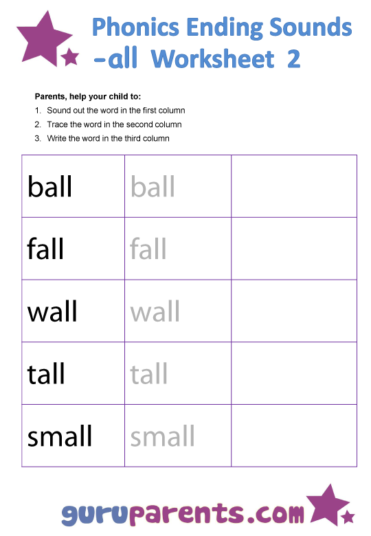 Phonics Ending Sounds Worksheets -all