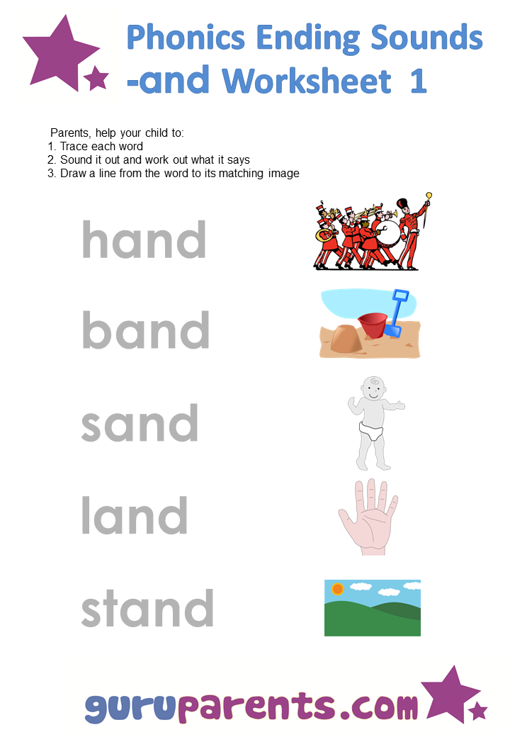 Phonics Ending Sounds Worksheets -and