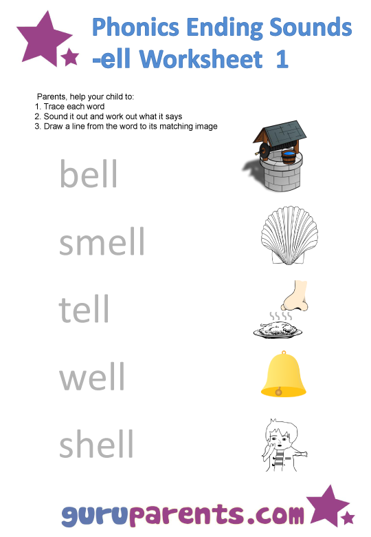 Phonics Ending Sounds Worksheets -ell