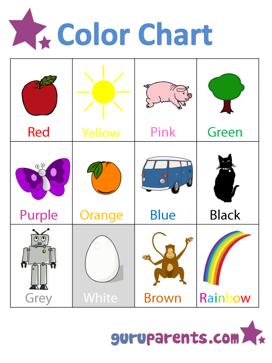 Preschool Color Chart Guruparents