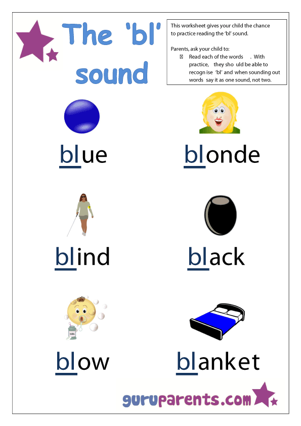 Word Beginning Sounds Worksheet - Bl sound