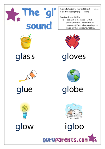 Preschool Letter Worksheet - gl sound