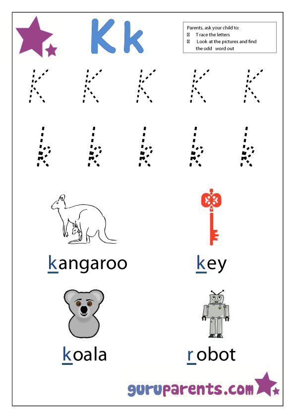 Preschool Letter Worksheet - Letter K