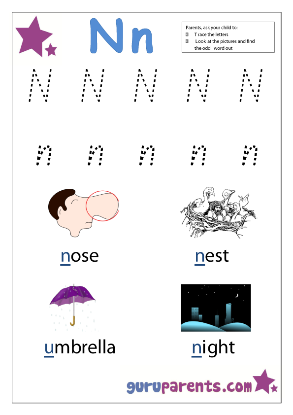 Preschool Letter Worksheet - Letter N