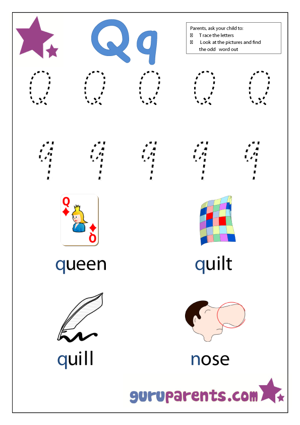 Preschool Letter Worksheet - Letter Q