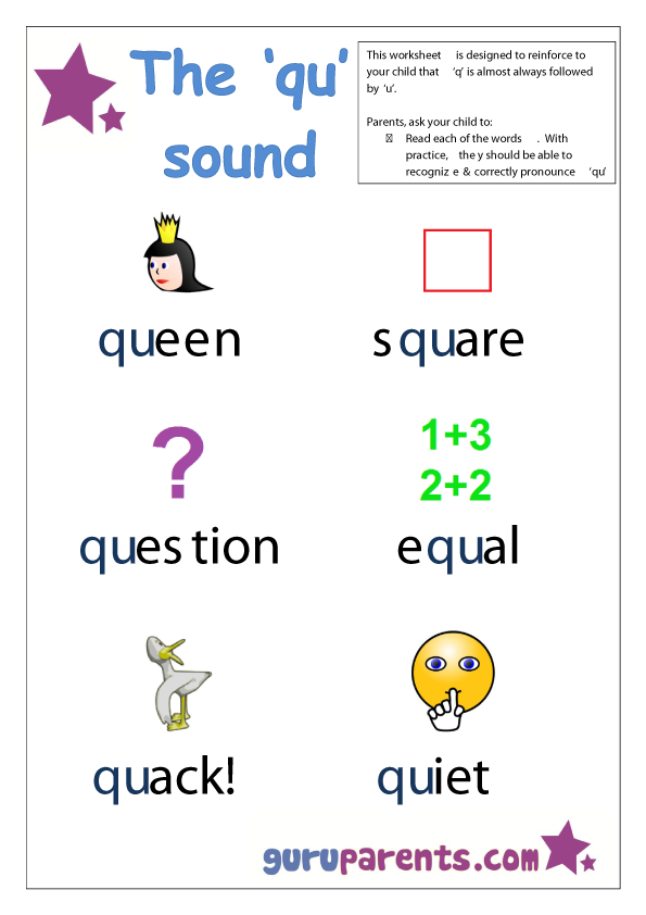 Word Beginning Sounds Worksheet - qu sound