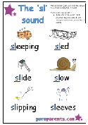 Preschool Letter Worksheet - sl sound