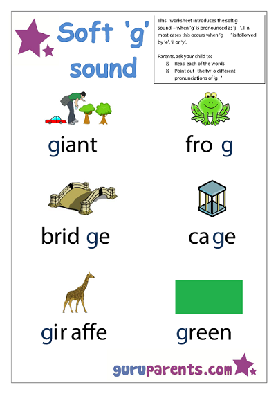 Preschool Letter Worksheet - soft g sound