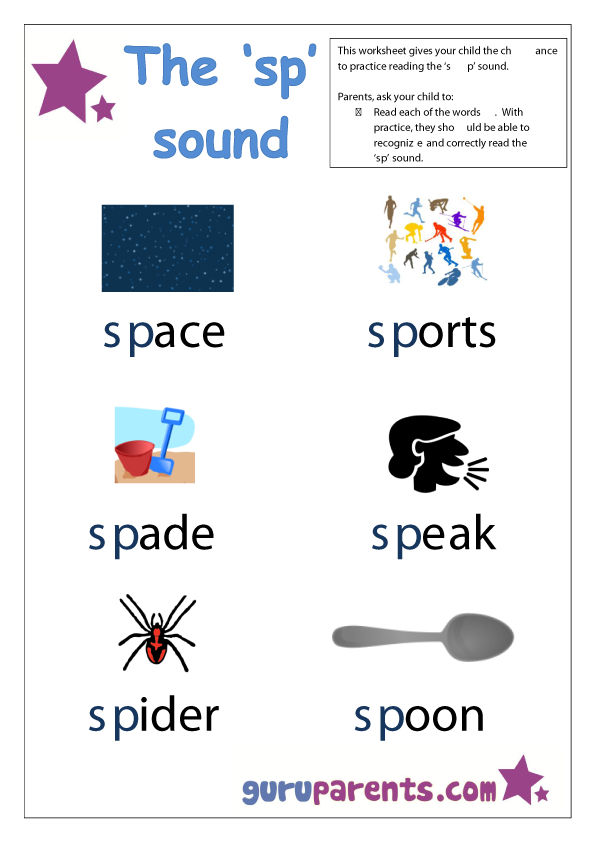 Letter S Worksheet - sp sound