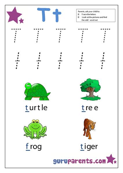 Letter T Worksheets | guruparents