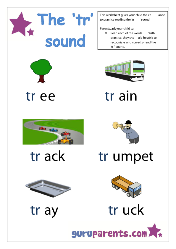 Letter T Worksheets - tr sound