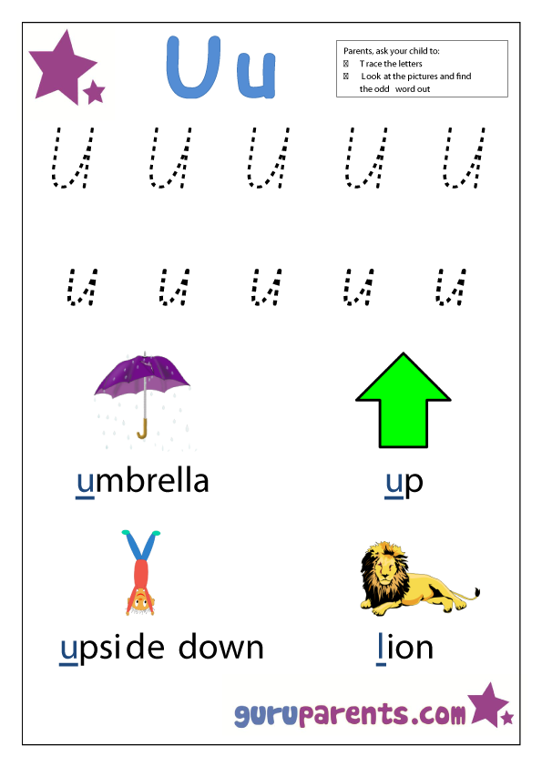 Preschool Letter Worksheet - Letter U