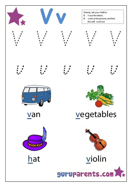 Letter V Worksheets | guruparents