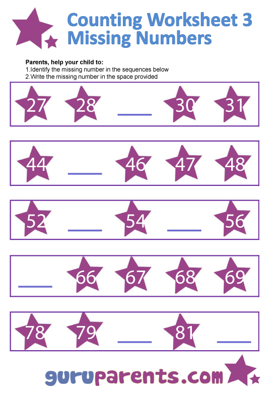 Preschool Math Missing Nunbers