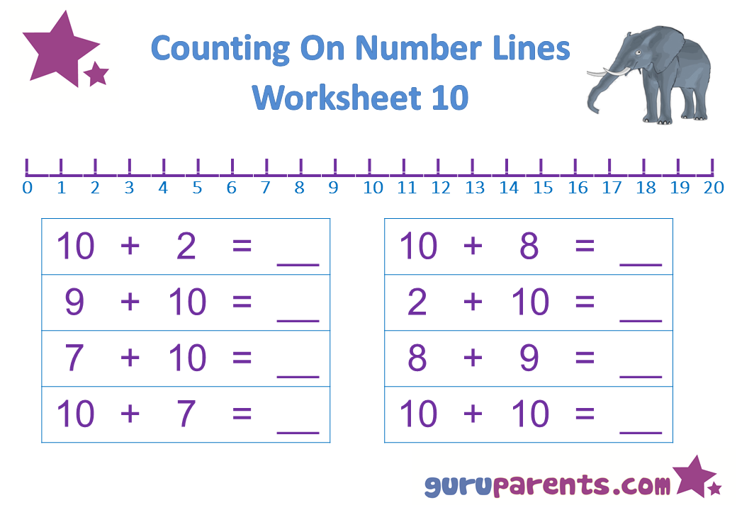 Preschool Math Number Line Worksheet 10