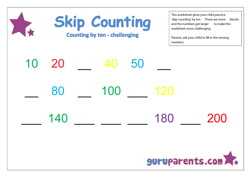 Skip Counting by ten challenging